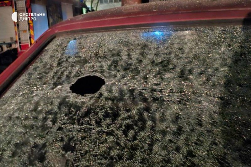 Damage at residential house in Dnipro city as result of the drone attack