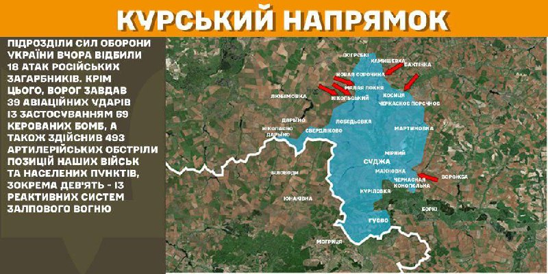 In Kursk region Ukrainian forces have repelled 18 Russian army assaults, - General Staff of Armed Forces of Ukraine reports