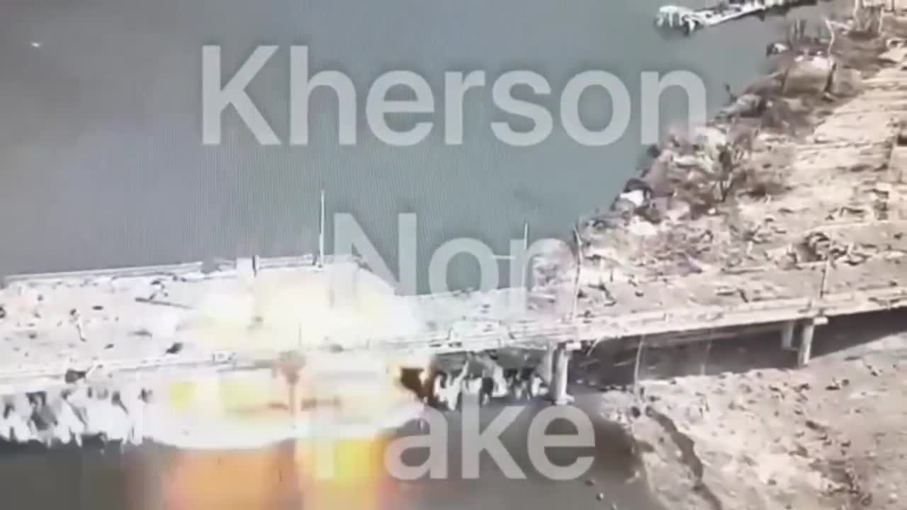 Ukrainian air strike on bridge across the Konka river in Oleshky, Kherson region