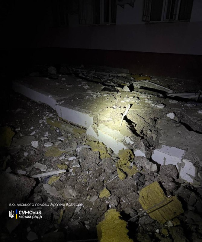 A drone strike was reported at the medical facility in Sumy