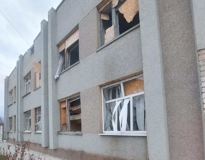 Destruction as result of Russian airstrikes in Dudchany of Kherson region