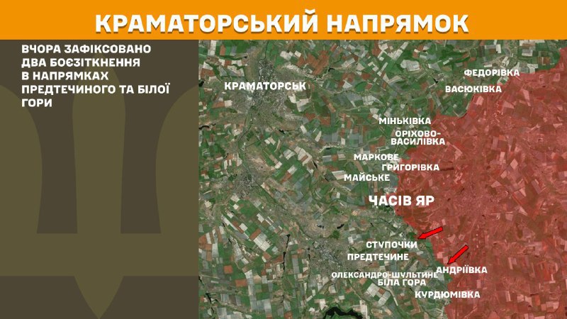 At Kramatorsk axis clashes yesterday near  Predtechyne and Bila Hora, - General Staff of Armed Forces of Ukraine reports