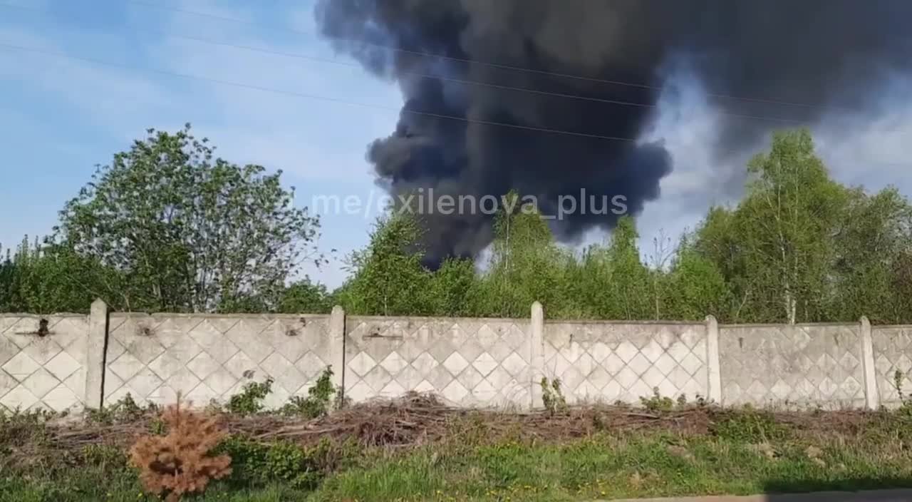 Strila plant is on fire in Suzemka town of Bryansk region of Russia after suspected drone attack