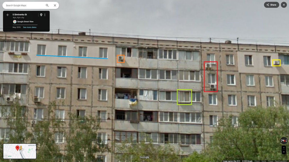 Damaged apartment building in Kyiv after a Russian attack