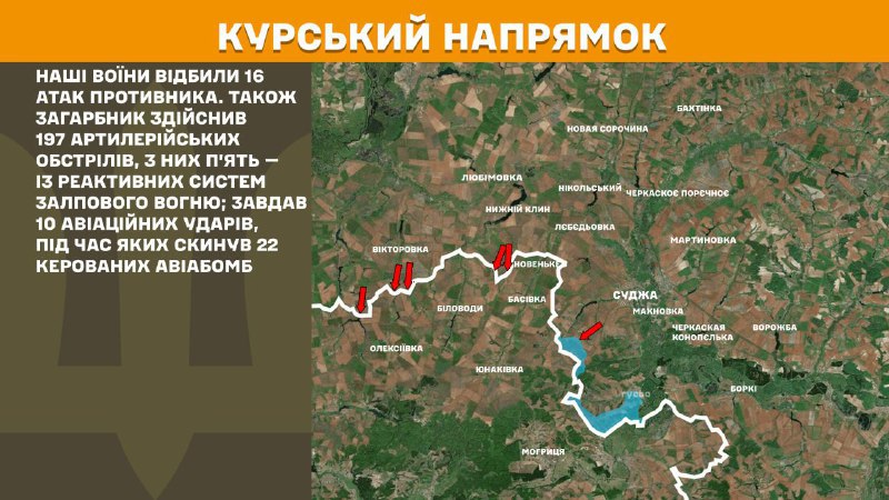 In Kursk region Ukrainian forces have repelled 16 Russian army assaults, - General Staff of Armed Forces of Ukraine reports