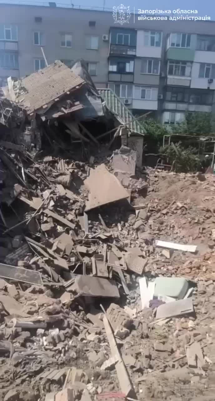 Private residential house was destroyed in Zaporizhzhia as result of Russian airstrikes with glide bomb