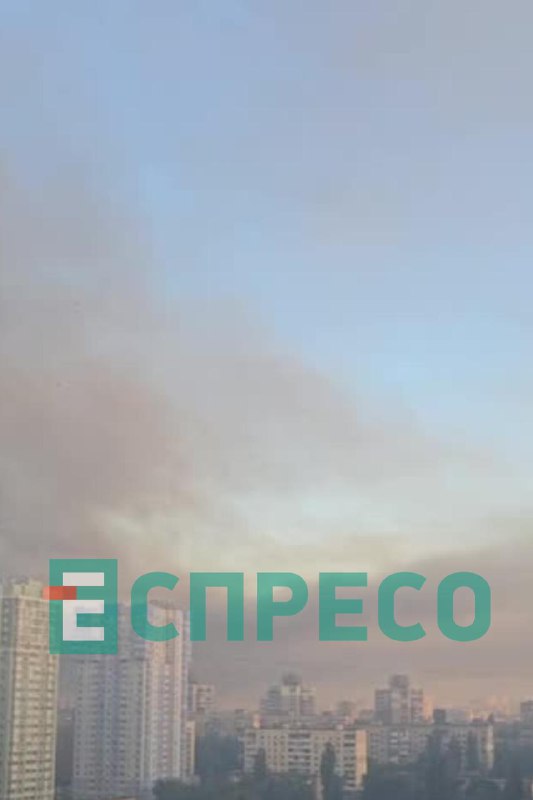 Thick smoke over Kyiv after multiple drone strikes