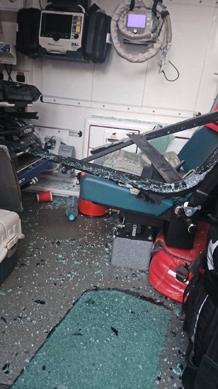 5 ambulances were damaged while responding to the overnight attack in Kyiv