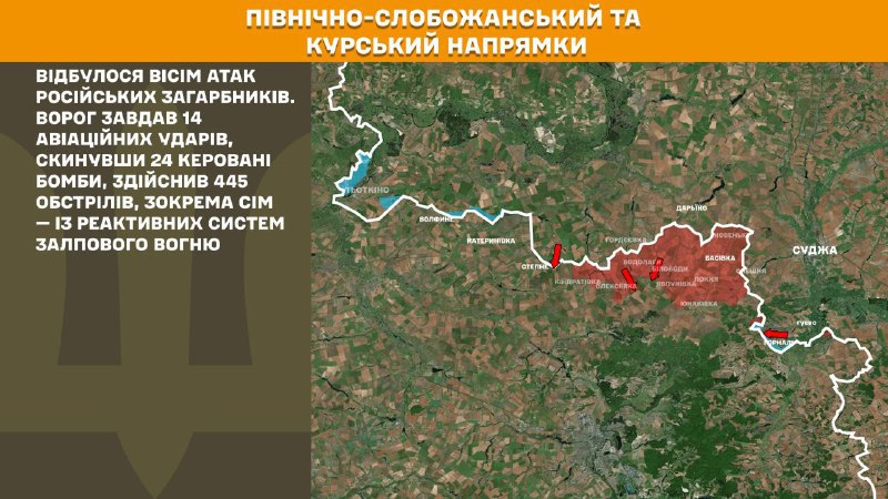 At Kursk and North Slobozhansky(Sumy) direction Ukrainian forces have repelled 8 Russian army assaults, - General Staff of Armed Forces of Ukraine reports