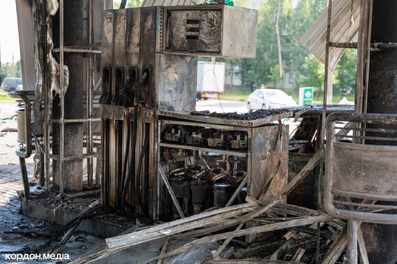 Gas station was damaged in Sumy after drone strike this morning