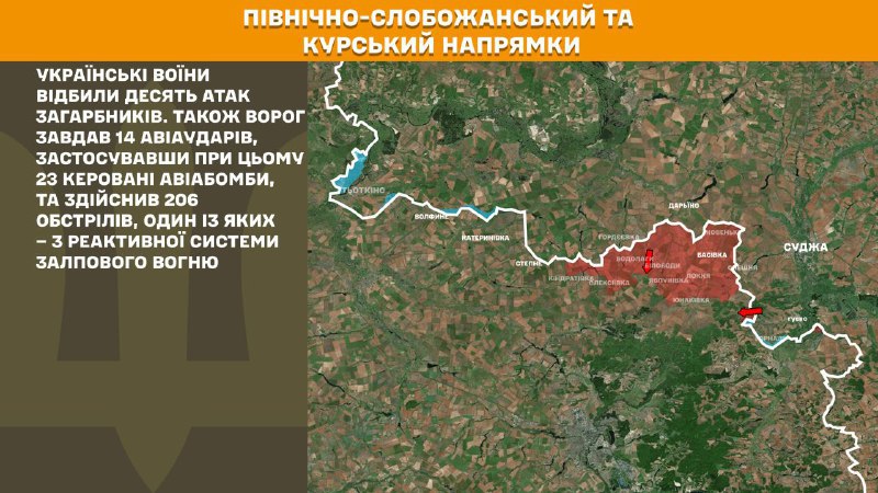 At Kursk and North Slobozhansky(Sumy) direction Ukrainian forces have repelled 10 Russian army assaults, - General Staff of Armed Forces of Ukraine reports
