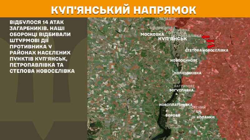 At Kupyansk direction clashes yesterday near Kupyansk, Petropavlivka and Stepova Novoselivka, - General Staff of Armed Forces of Ukraine reports