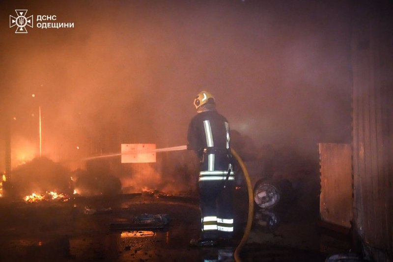 Several fires caused by drone raid in Odesa overnight