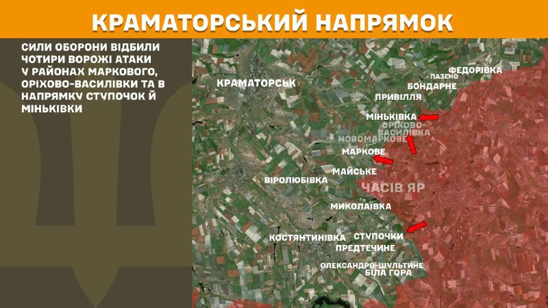 At Kramatorsk direction clashes yesterday near  Markove, Orikhovo-Vasylivka and towards Stupochky and Minkivka, - General Staff of Armed Forces of Ukraine reports