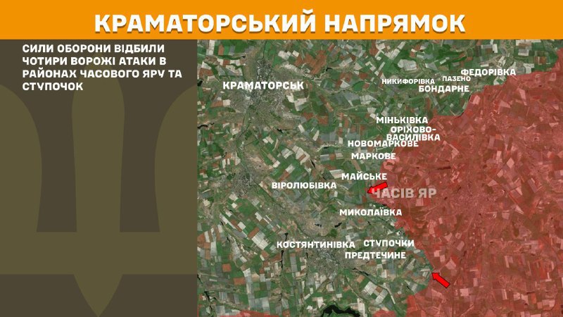At Kramatorsk direction clashes yesterday near  Chasiv Yar and Stupochky, - General Staff of Armed Forces of Ukraine reports