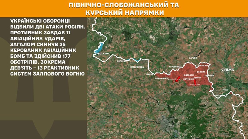 At Kursk and North Slobozhansky(Sumy) direction Ukrainian forces have repelled 2 Russian army assaults, - General Staff of Armed Forces of Ukraine reports