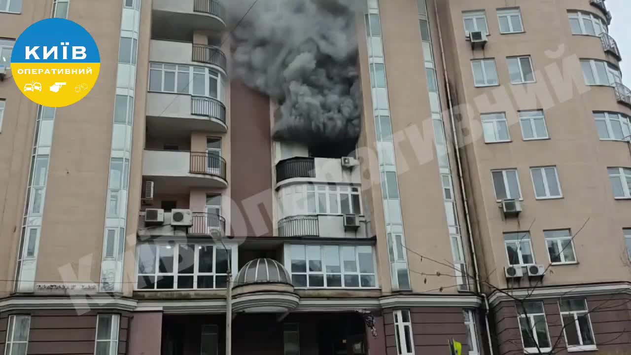 Fire after possible power generator explosion in an apartment in Kyiv