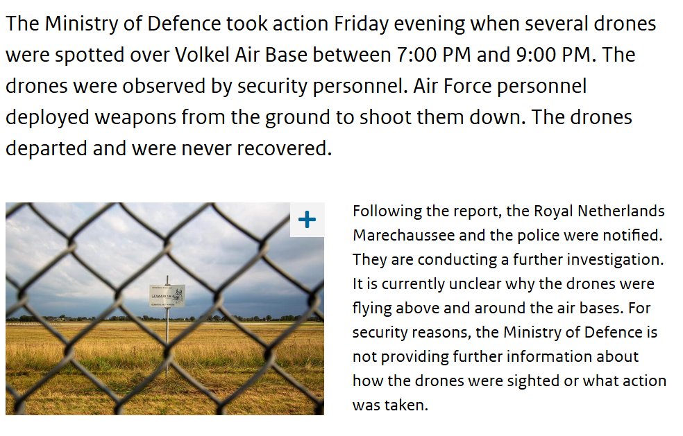 Dutch Air Force opened fire at drones over Volkel Air Base in the Netherlands