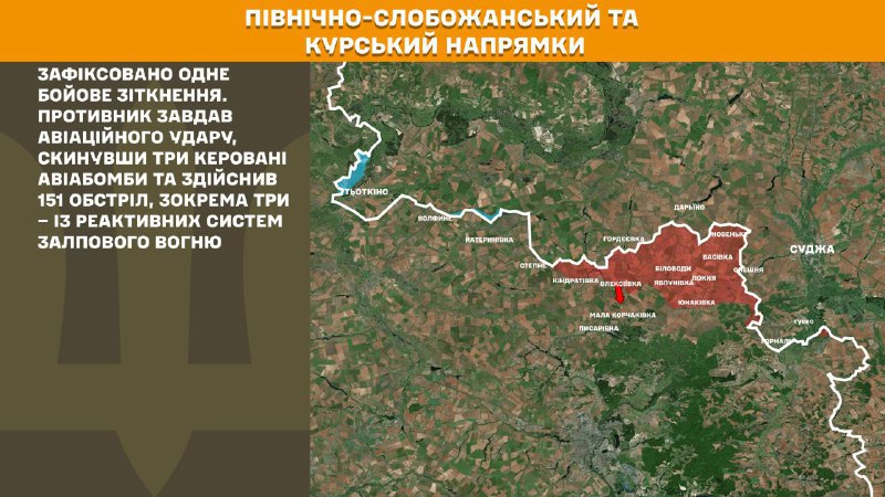 At Kursk and North Slobozhansky(Sumy) direction Ukrainian forces have repelled 1 Russian army assault, - General Staff of Armed Forces of Ukraine reports