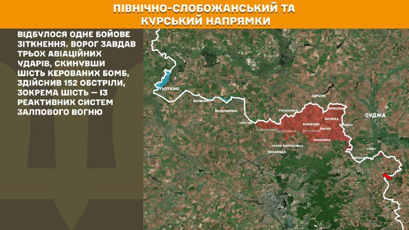 At Kursk and North Slobozhansky(Sumy) direction Ukrainian forces have repelled 1 Russian army assault, - General Staff of Armed Forces of Ukraine reports
