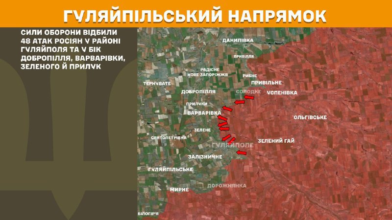 At Huliaipole direction clashes yesterday near Dobropillya, Varvarivka, Zelene and Pryluky, - General Staff of Armed Forces of Ukraine reports