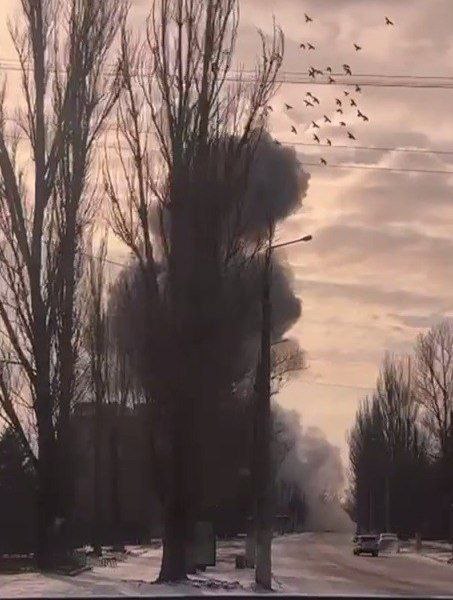 Smoke is rising in Sloviansk as result of bombardment