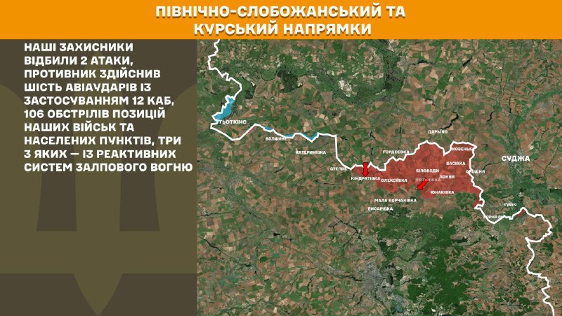 At Kursk and North Slobozhansky(Sumy) direction Ukrainian forces have repelled 2 Russian army assaults, - General Staff of Armed Forces of Ukraine reports