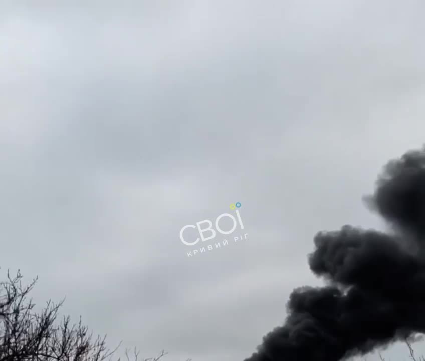Fire as result of drone attack against infrastructure in Kryvyi Rih