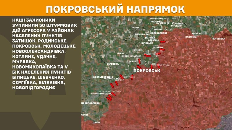 Ukrayna Silahlı Kuvvetleri Genelkurmay Başkanlığı, dün Pokrovsk yönünde Zatyshok, Rodynske, Pokrovsk, Molodetske, Novooleksandrivka, Kotlyne, Udachne, Muravka, Novomykolayivka yakınlarında ve Bilytske, Shevchenko, Serhiyivka, Bilyakivka, Novopidhorodnye yönünde çatışmalar yaşandığını bildirdi.