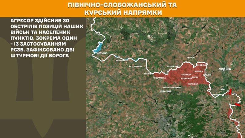 Dans la direction de Koursk et de Slobozhansky Nord (Sumy), les forces ukrainiennes ont repoussé deux assauts de l'armée russe, - rapporte l'état-major général des forces armées ukrainiennes