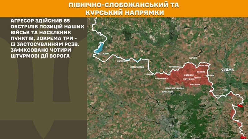 Dans la direction de Koursk et de Slobozhansky Nord (Sumy), les forces ukrainiennes ont repoussé quatre assauts de l'armée russe, rapporte l'état-major général des forces armées ukrainiennes.
