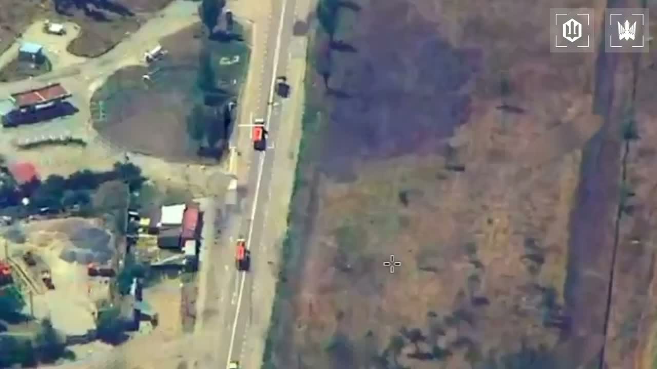 Video of Ukrainian drones strikes at the column of fuel trucks on the route to Crimea